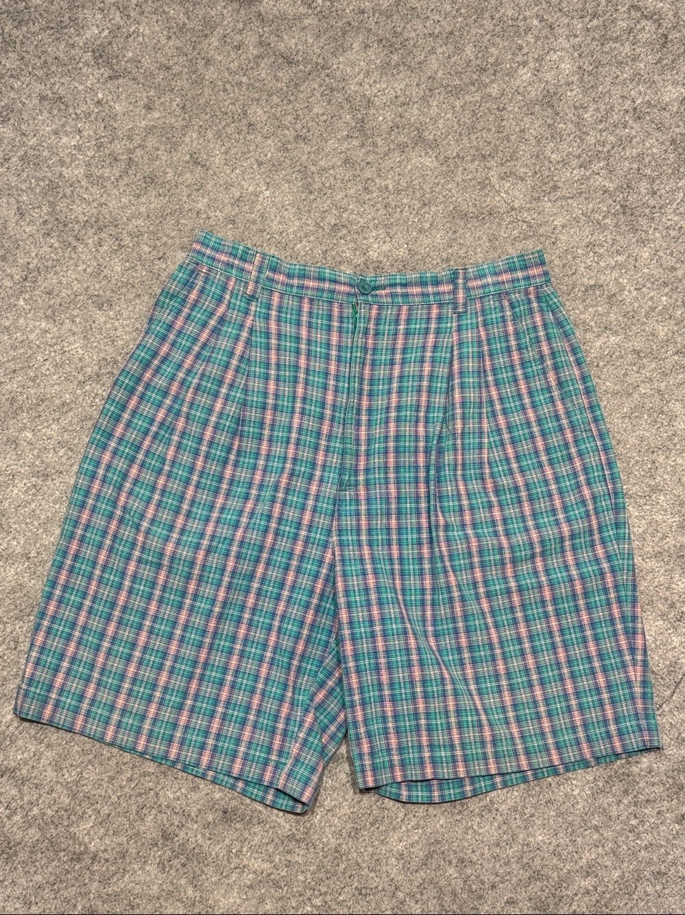 Vintage Northern Reflections Plaid Shorts in Teal & Purple
